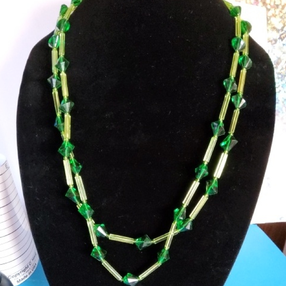 Vintage UV reactive green lucite Necklace.